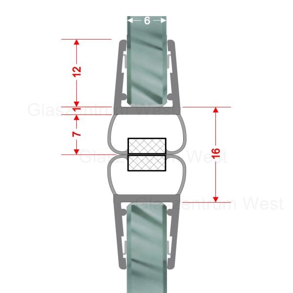 Magnetdichtungsprofil 180° (Paar) Pendel für 6-8mm Glas 201cm Schwarz