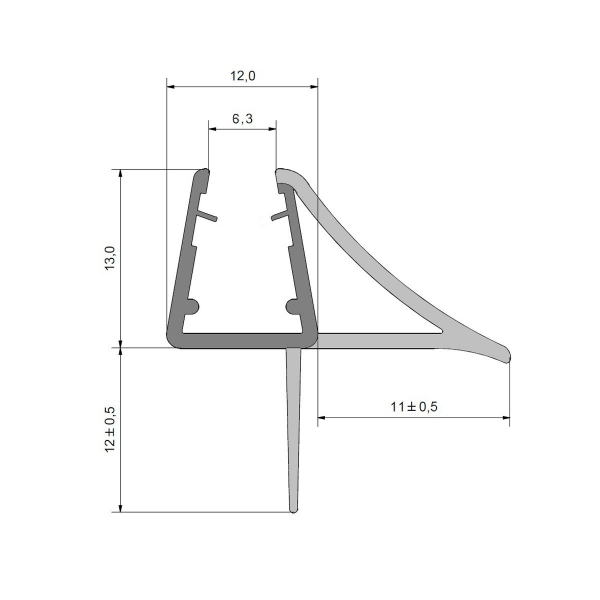 Streifdichtung mit Schwallschutz stabil für 8 mm Glasstärke
