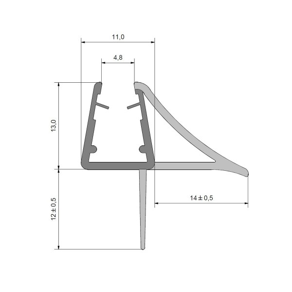 Streifdichtung mit Schwallschutz stabil für 8 mm Glasstärke